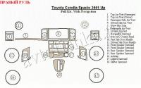 Toyota Corolla Spacio (01-) декоративные накладки под дерево или карбон (отделка салона), полный набор, c навигацией , правый руль