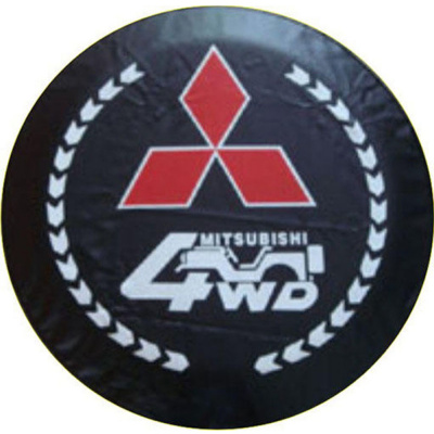 Чехол запасного колеса из экокожи с эмблемой Mitsubishi 4WD №3, радиусы 14; 15; 16; 17;