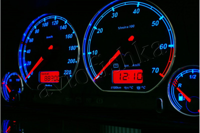 Volkswagen Polo 6n светодиодные шкалы (циферблаты) на панель приборов - дизайн 2